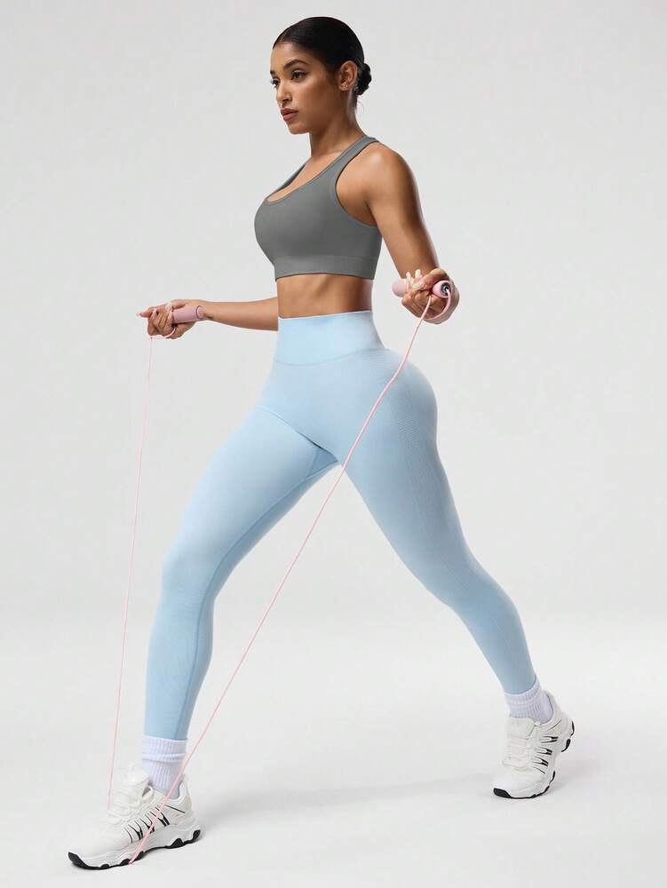Women's Solid Color Sleeveless Yoga Racerback Tank Top Seamless Exercise Sports Bra Gym Activewear Workout Shirt Slim Fit Casual