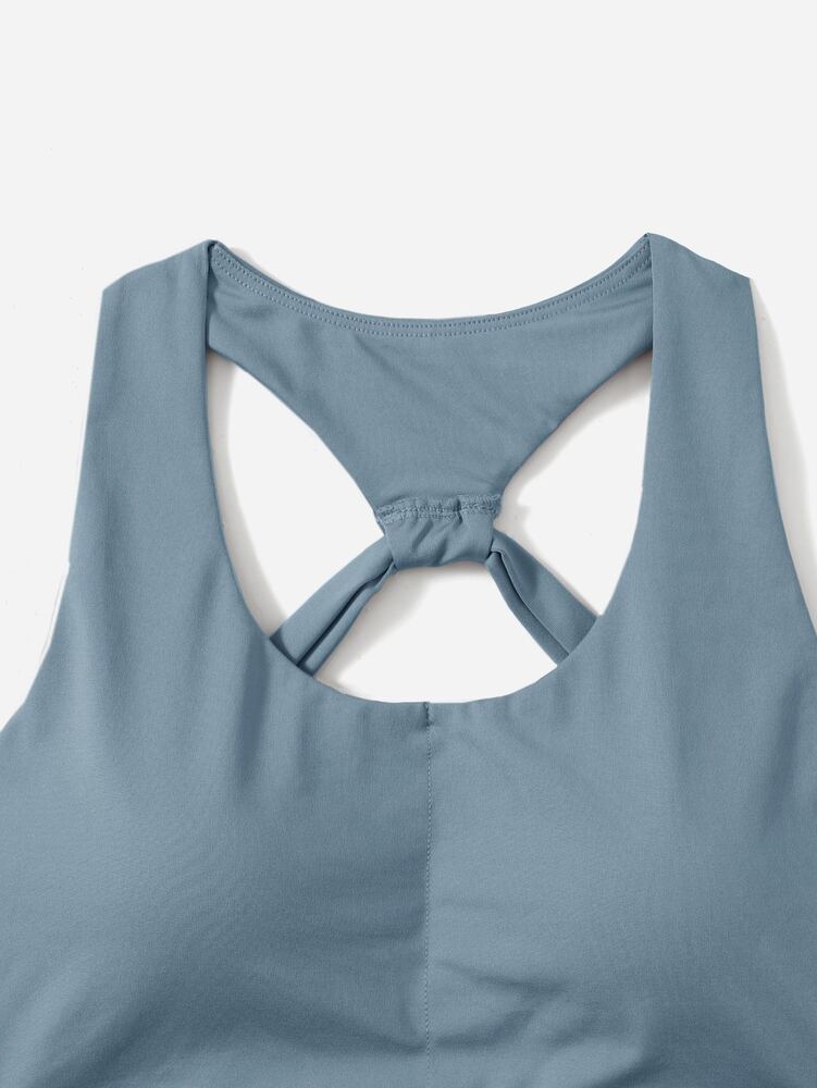 Women's Cut Out Back Sports Bra Casual Gym Activewear Yoga Top Workout Tank Bra Comfortable Seamless Slim Fit Fitness Shirt