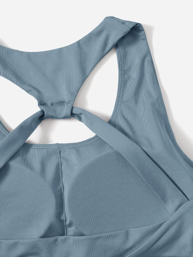 Women's Cut Out Back Sports Bra Casual Gym Activewear Yoga Top Workout Tank Bra Comfortable Seamless Slim Fit Fitness Shirt