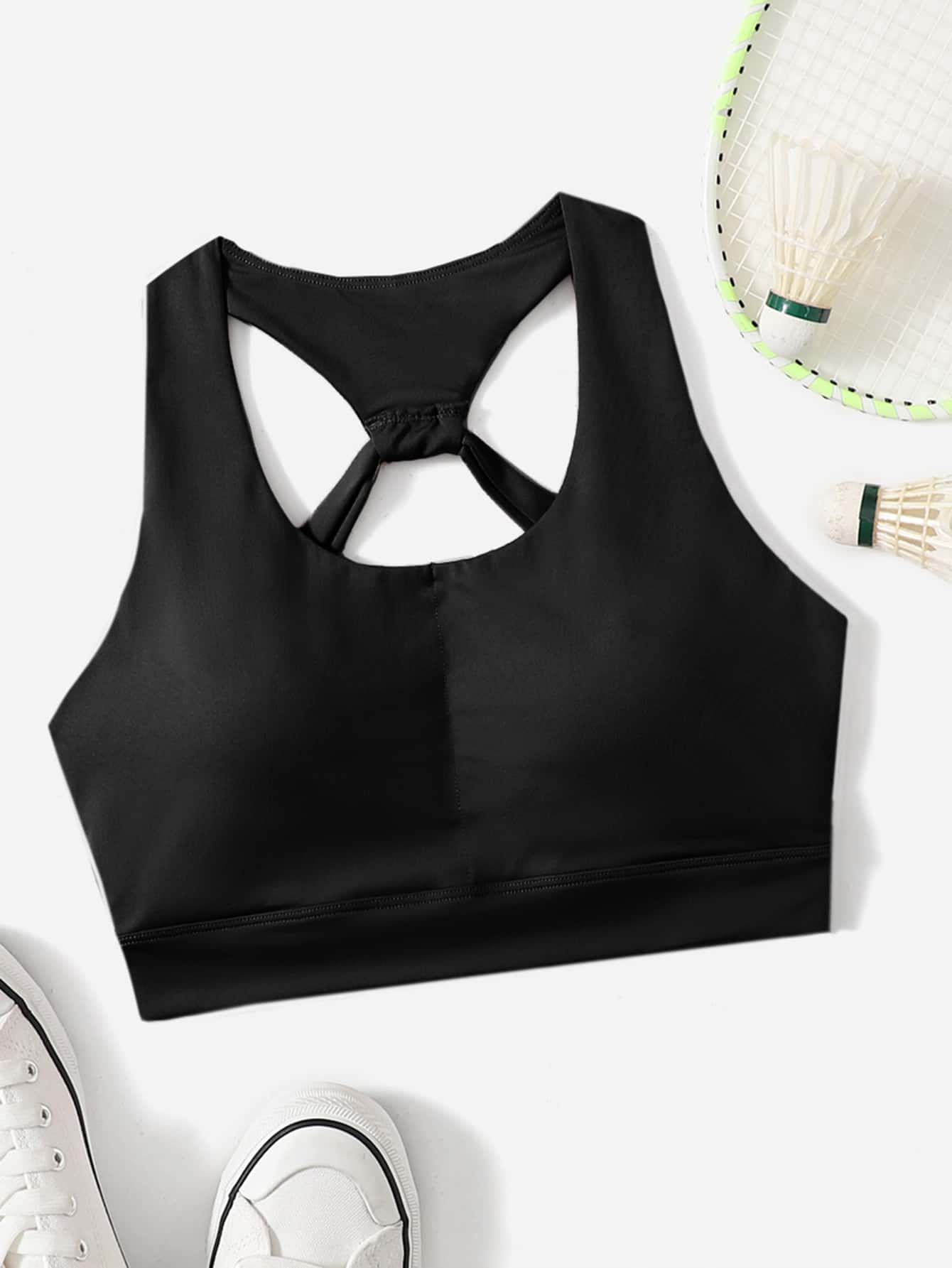 Women's Cut Out Back Sports Bra Casual Gym Activewear Yoga Top Workout Tank Bra Comfortable Seamless Slim Fit Fitness Shirt