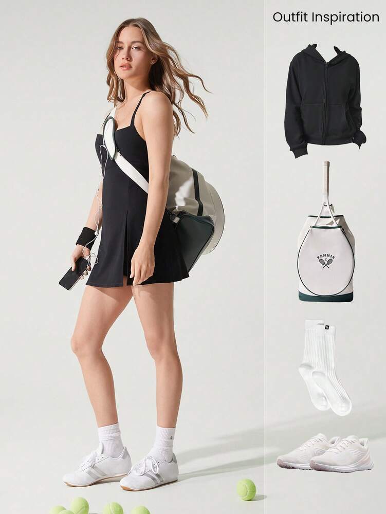 Women's Quick Dry Twist Back Active Dress With Built In Shorts Side Pockets Front Slit Casual Tennis Golf Pickleball Gym Outfit