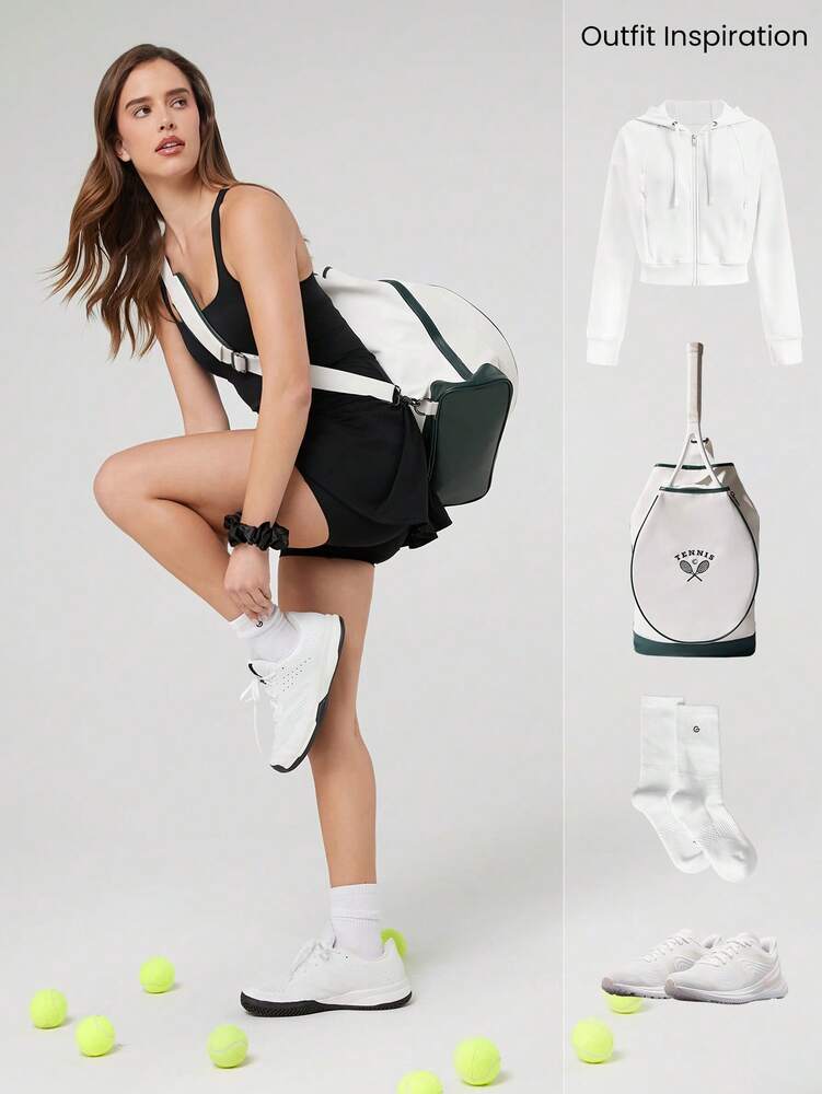 Women's Quick Dry Tennis Dress With Built In Shorts Side Pockets Square Neck Anti Slip Straps Gym Workout Golf Casual Outfit