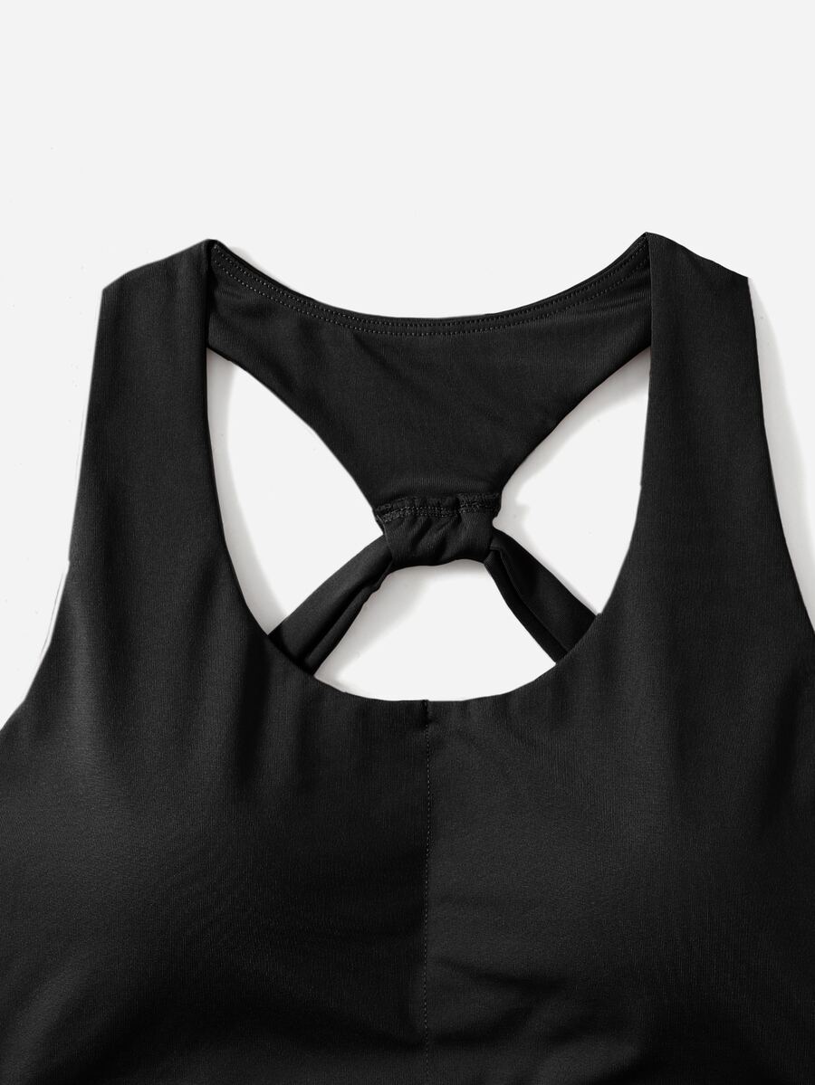 Women's Cut Out Back Sports Bra Casual Gym Activewear Yoga Top Workout Tank Bra Comfortable Seamless Slim Fit Fitness Shirt
